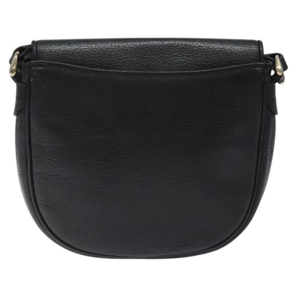 Burberrys Shoulder Bag Leather Black Gold Auth BA1100 - Picture 1 of 16